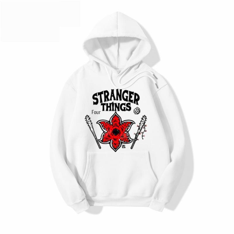 Stranger Things 4 Anime Print Velvet Hoodie Sweatshirt