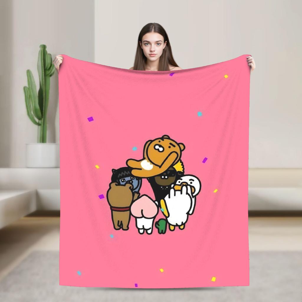 K-Kakaos F-Friends Tube Apeach Ryan Trio Blanket Quality Warm Throw Blanket Winter Picnic Home Decor Aesthetic Bedspread