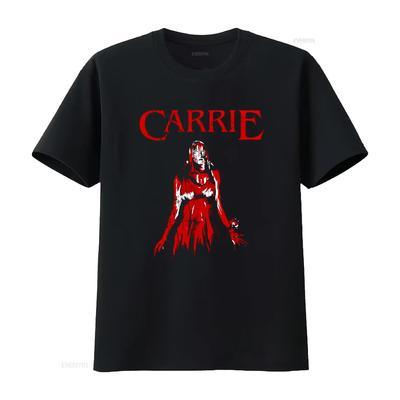 Carrie Horror Movie Vintage Aesthetic Stephen King Distressed T Shirt Vintage Washed Breathable Unisex Homme Stylish