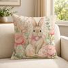 Art Spring Bunnies and Easter Eggs Cushion Cover Soft Short Plush SkinFriendly Cushion Case for MultiScene Use