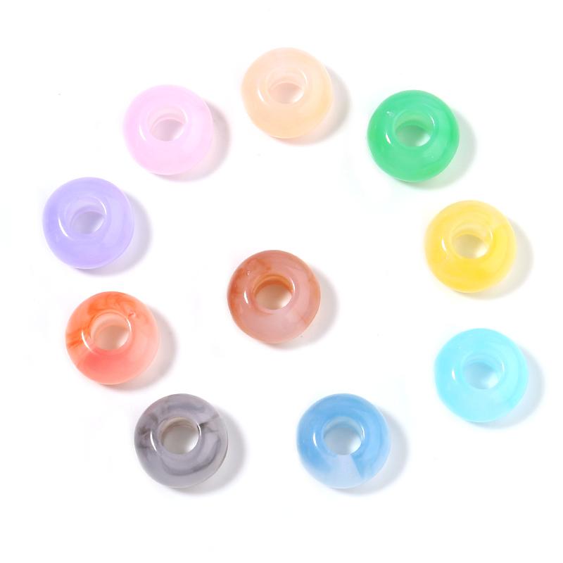 50Pz 14X8mm Perline Acriliche Multicolore Alta Qualità Foro Grande Perline Distanziatrici Sfuse Per Gioielli Fai da Te Braccialetti Collane Accessori