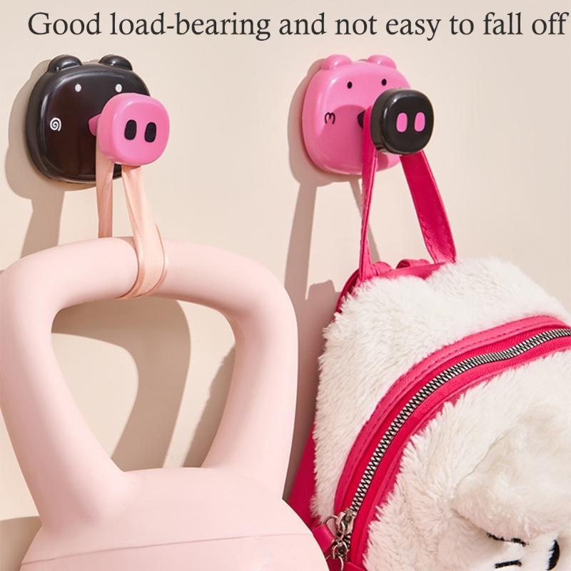 2Pcs Pig Designs Vacuum Adhesive Hook Removable Storage Solution Easy Installation For Home Organization