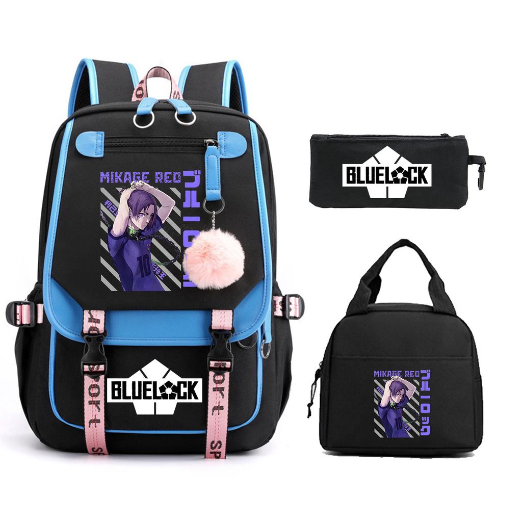 Peripheral Printed Backpack Leisure Student School Bag Pencil Bag Lunch Bag Set