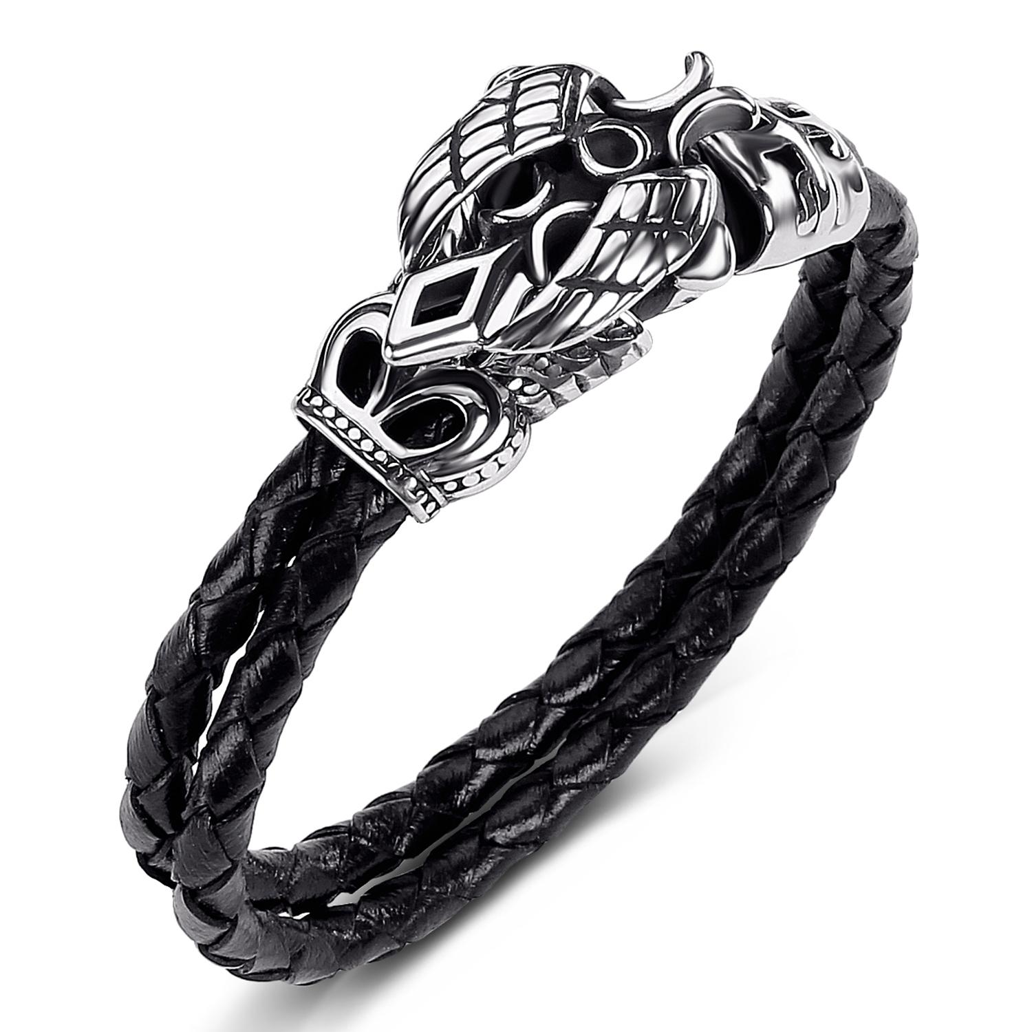 

Браслет с крыльями ангела из нержавеющей стали, высококачественный кожаный плетеный браслет