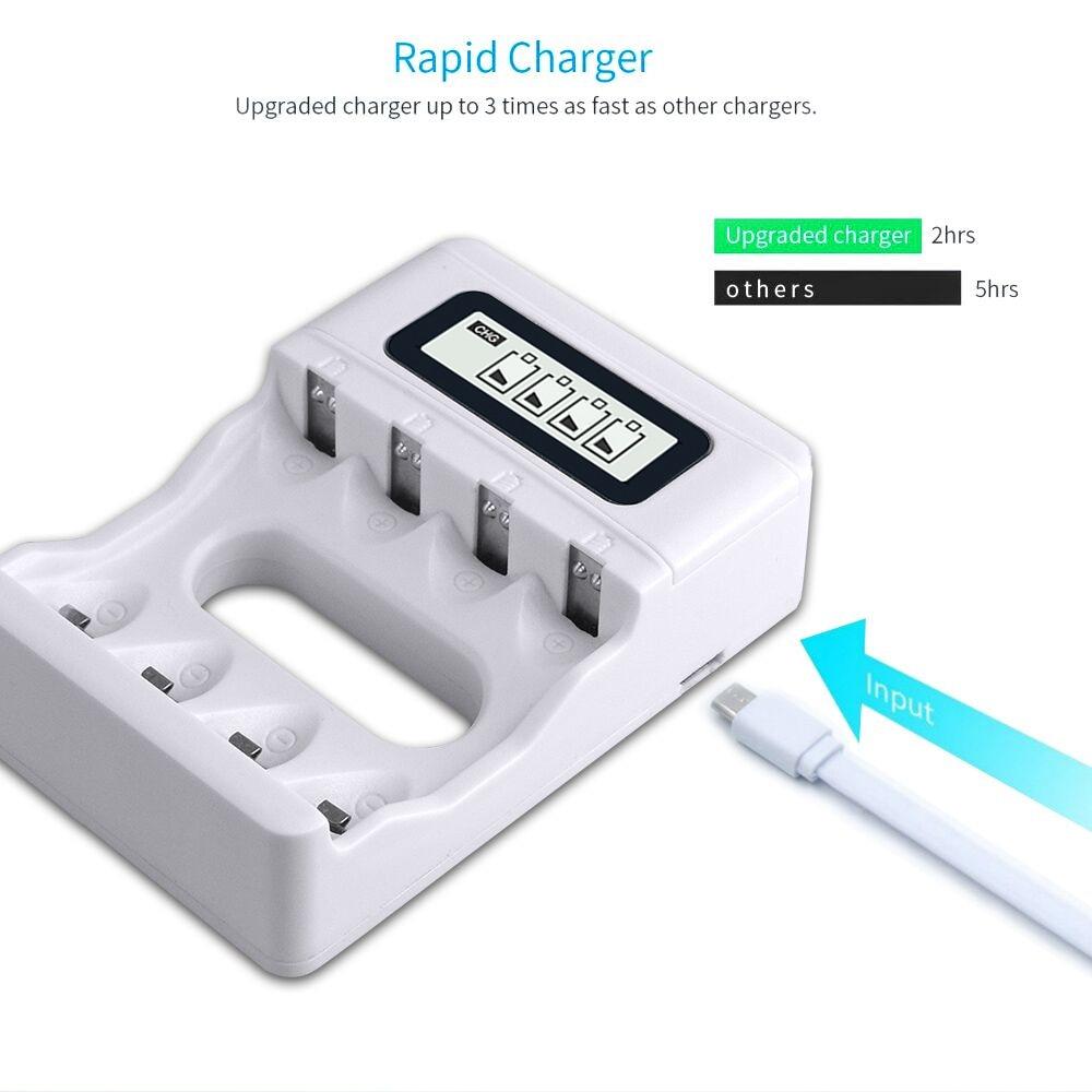 4 Slots Fast Charger LCD Display Smart Intelligent USB Battery Charger for AA / AAA Ni-CD Ni-MH 1.2V Rechargeable Batteries Charger
