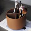 Rotatable 360 Degree Leather Storage Holder Box Makeup Brush Rotating Desktop Rotary Cylinder Cosmetics Shelf Pen Holder