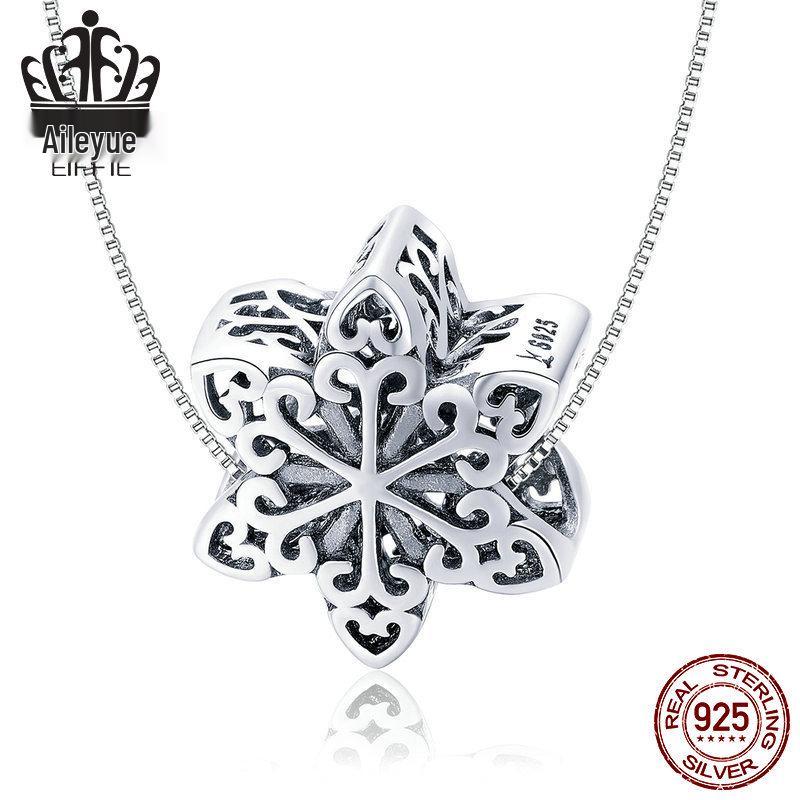 Winter Snowflakes S925 Sterling Silver Bracelet Gift for Girlfriend, Silver Beads SCC719