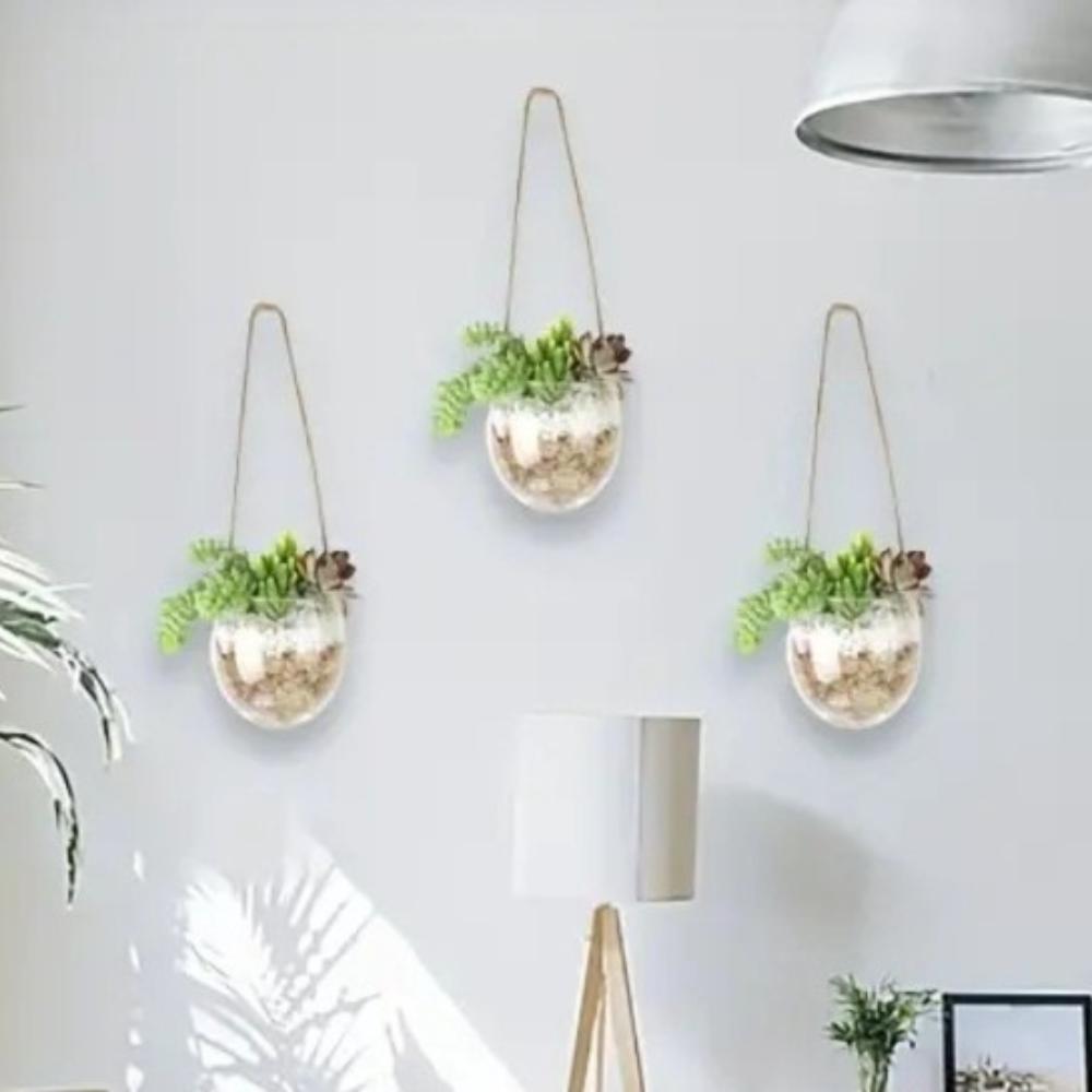 Glass Wall Mounted Vase Exquisite Flower Arrangement Bottle Hydroponic Hanging Vase Living Room