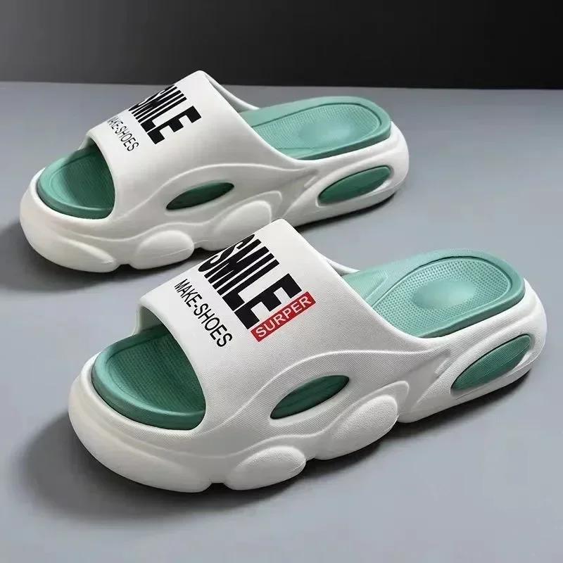 Men Thick Sole Summer Men Slippers Beach Slides Bathroom Anti Slip Slipper Soft Sandals Simplicity Ultra Light Letter Shoes