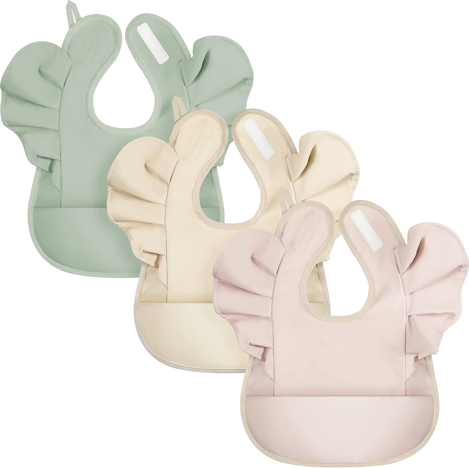 JaGely 3 Pcs Baby Bib for Eating Waterproof Baby Bib Baby Girl Food Bib Washable Toddler Bib Soft Feeding Bib with Food Catcher for Baby Boy or Girl