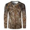 Camouflage Hunting T-Shirt Forest Print Men T Shirt Outdoor Sports Long Sleeve Trip Tactical Training Oversize Top Mens Clothing