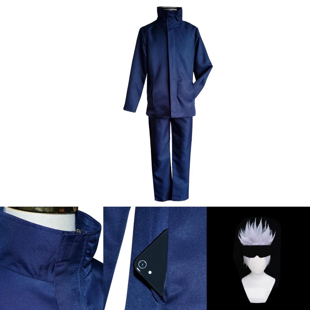 Authentic Jujutsu Kaisen Gojo Satoru Cosplay Costume Wig Men School Uniform Suit Outfit For Parties