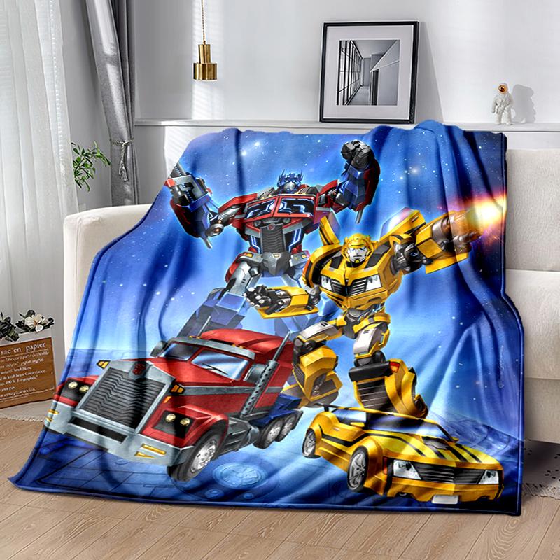 1pc Blanket Bumblebee and Optimus Prime Print Design, Lightweight Blanket for Sofa, Bed- Soft &Warm, Gift for All Seasons like Christmas, Halloween