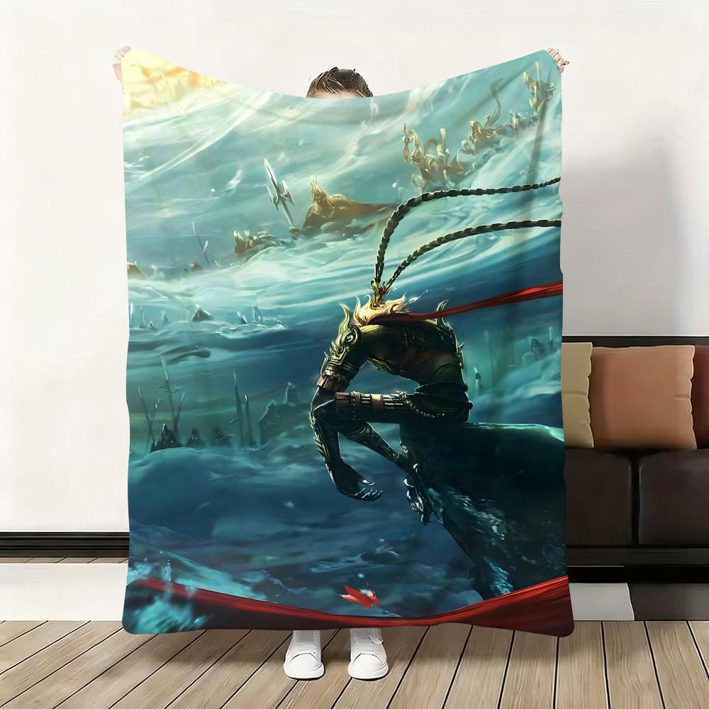 

Black Myth W-Wukong Throw Thick Flannel Blanket Lightweight Warm Cozy Skin-Friendly Throw for Sofa Bed Office Winter Use 75x90cm