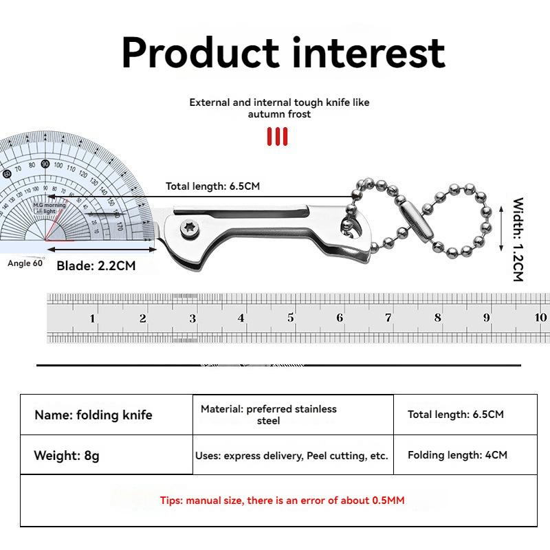 Stainless Steel Outdoor Mini Folding Knife, Portable, Detachable, Express Key Chain Pendant, Kitchen Pocket Small Fruit Knife