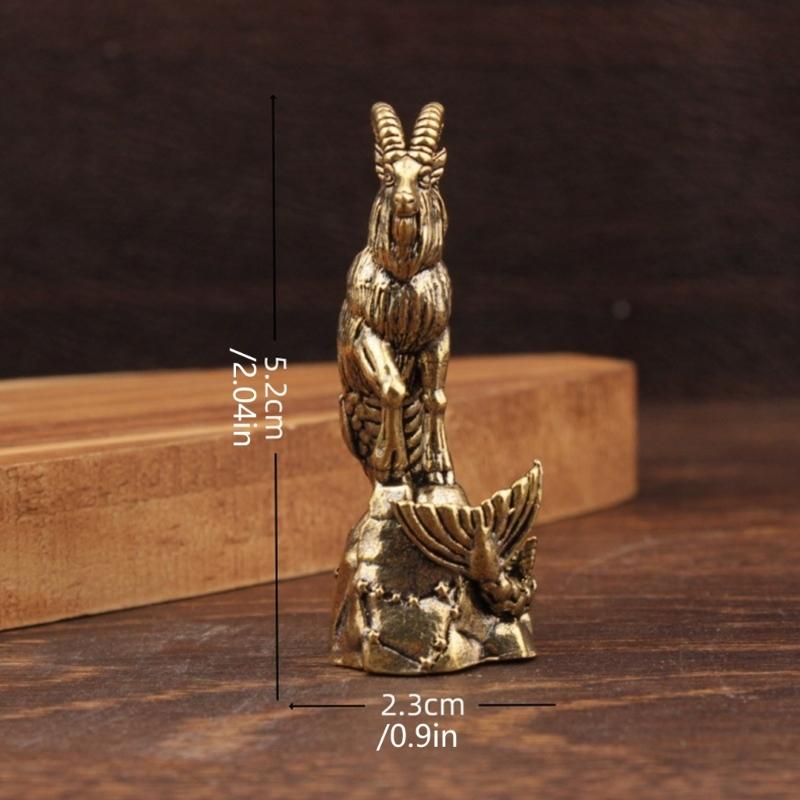 Artistic Copper Figurine Statue Goat Head Denoting Wisdoms and Fish Body Embodying Prosperity for Living Room Shelf Decors