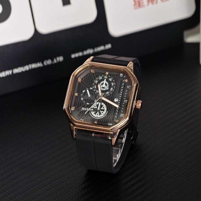 Watch Men'S Fashion Luminous Calendar Men'S Watch Silicone Belt Magnetic Buckle Square High Value Quartz Watch