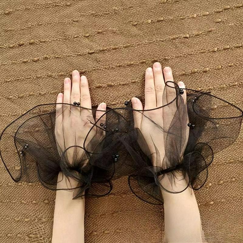 Trendy Bridal Mesh Sleeves Lace Pearl Thin Sunscreen Accessories Shooting Wedding Gloves Dress Gauze Sleeves