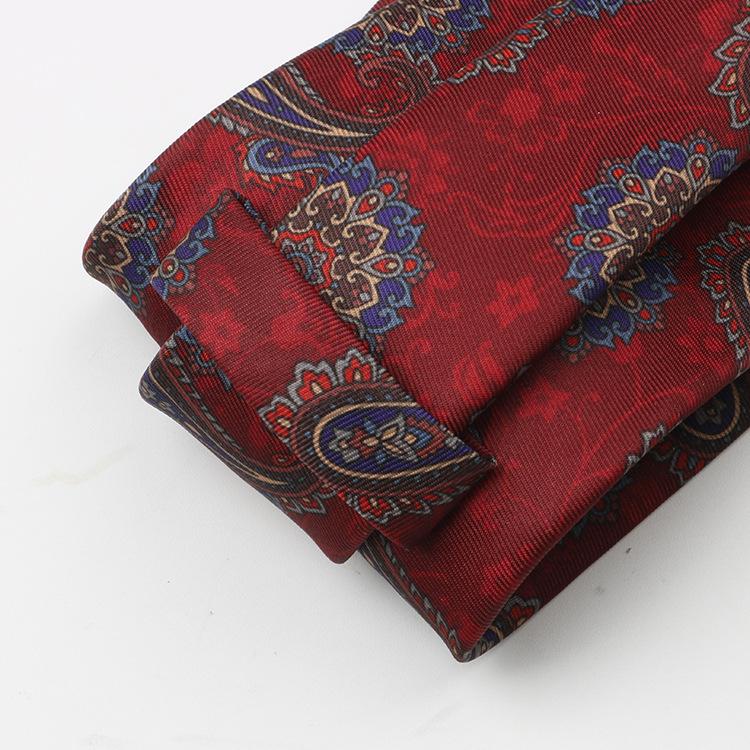 High-End Pattern Tie Men'S Printed Burgundy Imitation Silk Business Banquet Wedding Groom Hand Tie Cashew Fruit Hand Style