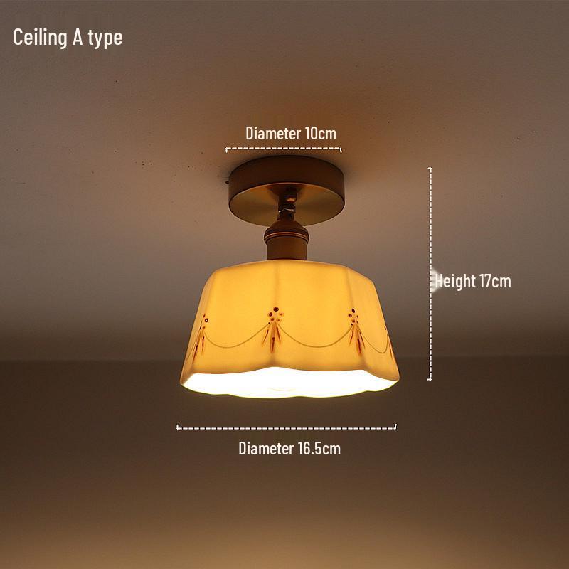 Retro Japanese Brass Glazed Ceramic Pendant Light for Bedroom, Dining, Bar, or Bay Window