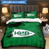 3PCS Green Shield Emblem Design Printed Soft Bedding Set,Including 1pc Duvet Cover And 2pcs Pillowcases Perfect for Bedroom, Dormitory, Fan gift