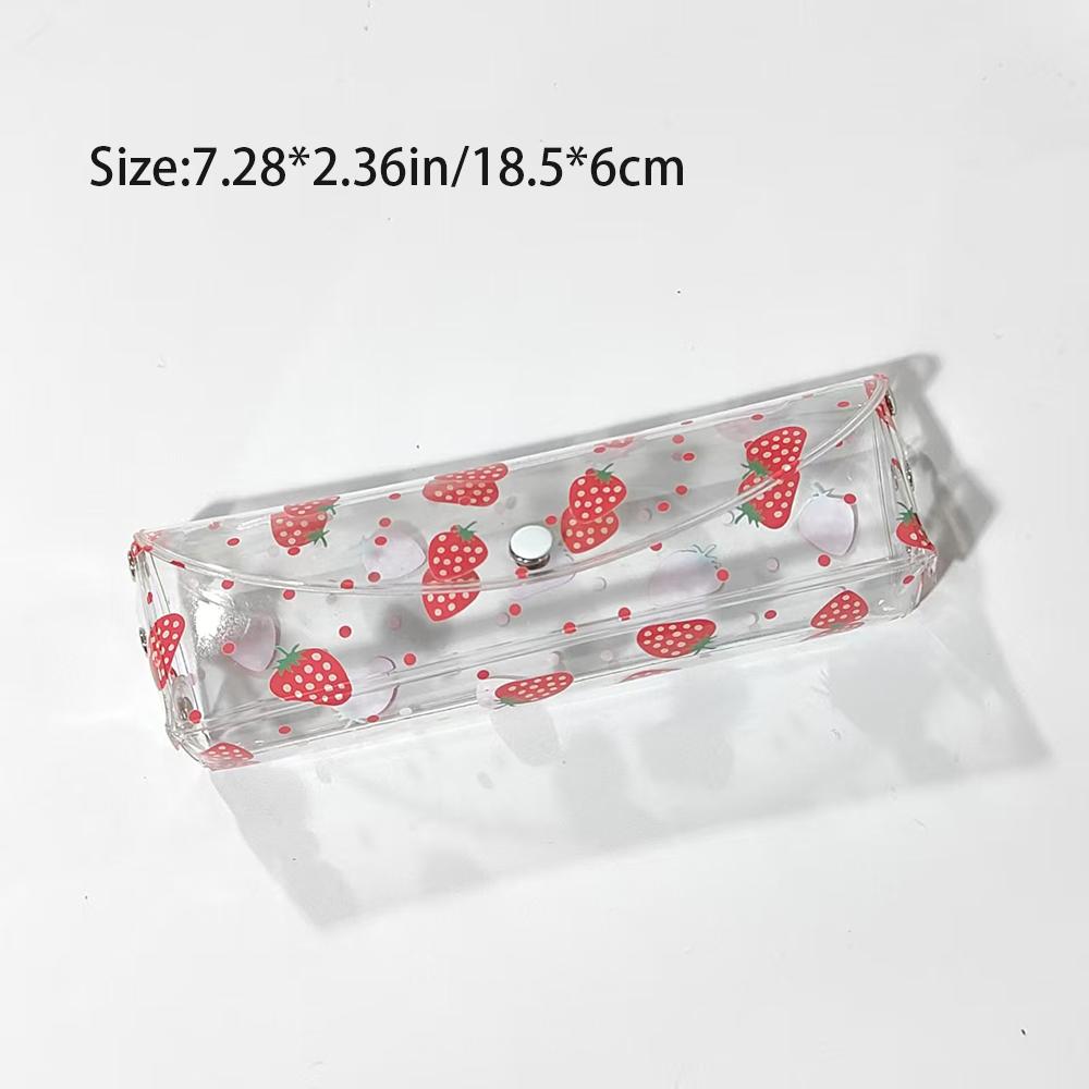 Strawberry cherry transparent pencil case, student universal life learning transparent stationery bag, pencil case