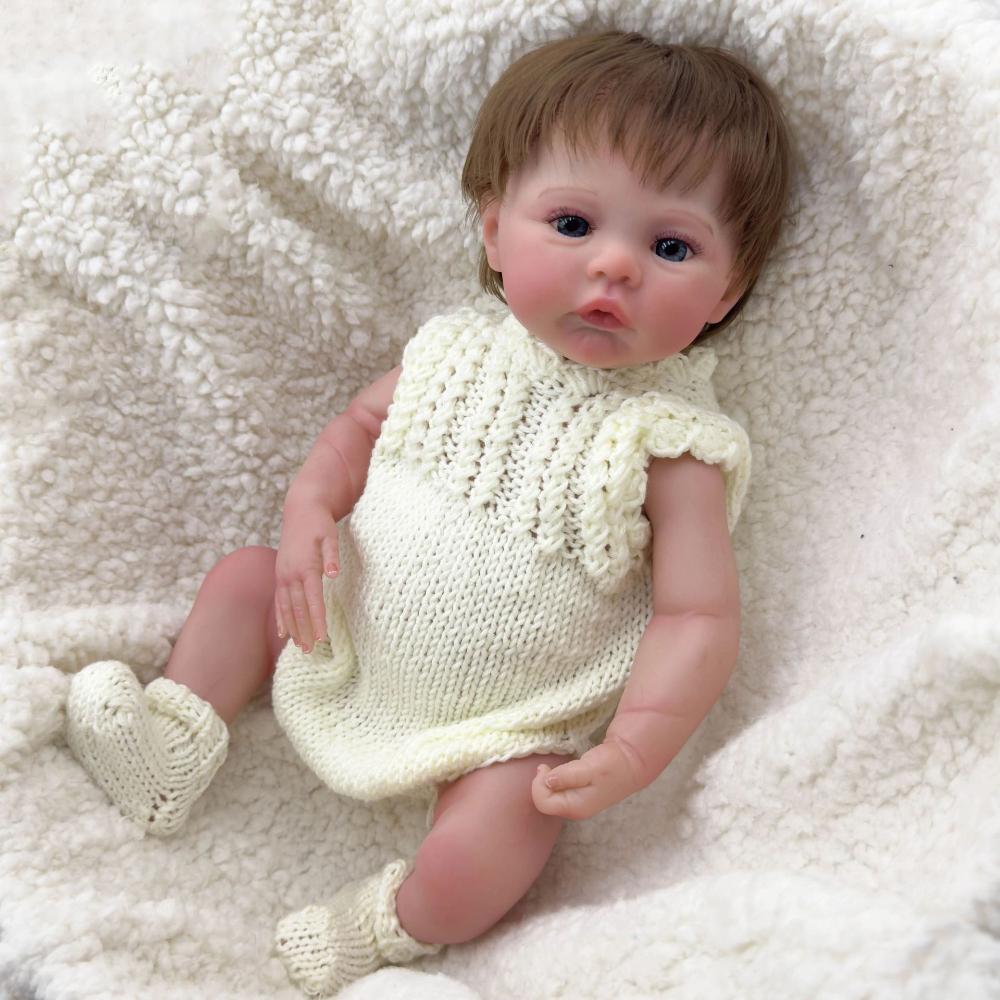 Cute 18 Inch Reborn Babies Dolls Meadow Full Vinyl Body Simulation Doll Can Bath Realistic 3D Painted Skin Newborn Baby Dolls for Kids Christmas Gifts