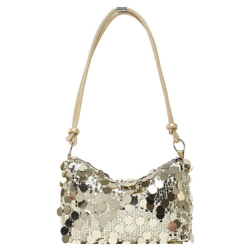 

2026 New Women s Sequin Shoulder Bag Glitter Evening Clutch Bag Fashi Sparkling Underarm Bag for Party Wedding Cocktail золотой