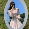 Autumn Women's Floral Chiffon Sweet Gentle Style Long Sleeve French Princess Dress