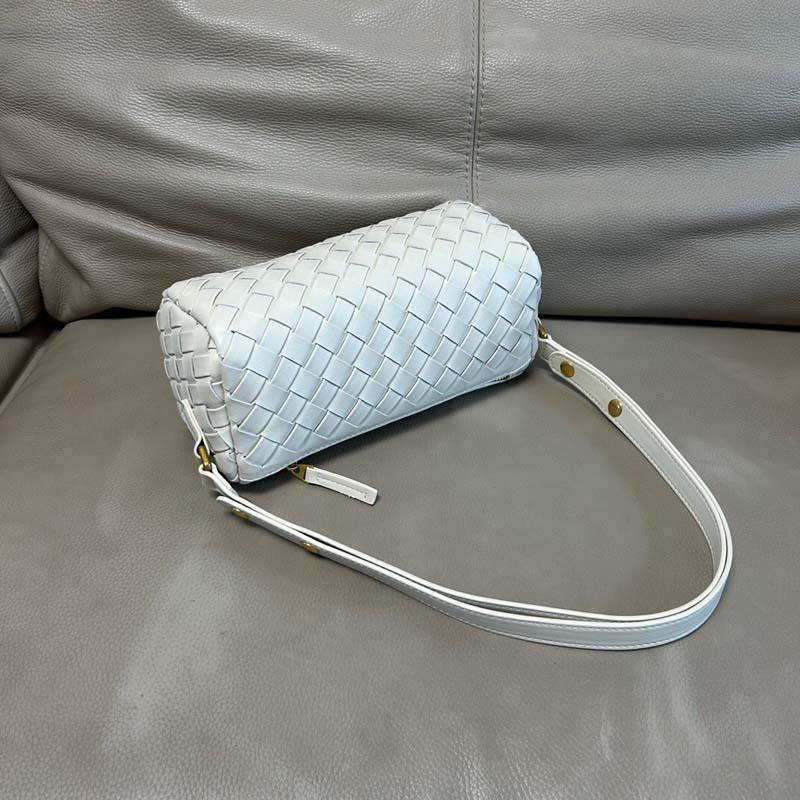 Leather rhombus bag woven pencil bag cylindrical women's bag underarm pillow bag one shoulder diagonal span handbag crossbody