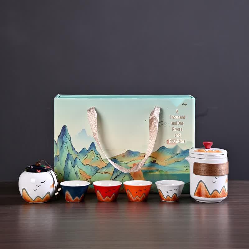 Pabei A Thousand Miles of Rivers and Mountains Ceramic Tea Set