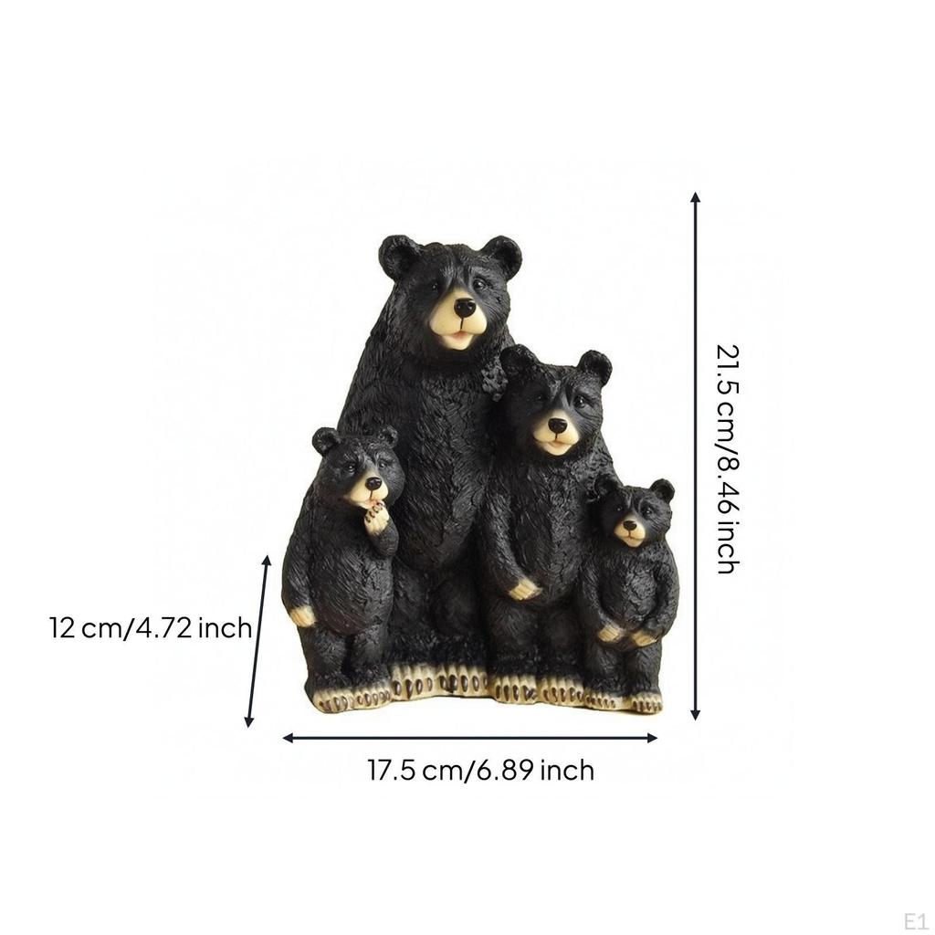 Resin Wildlife Figure Sculpture Painted Details Bear Figurine Freestanding Home