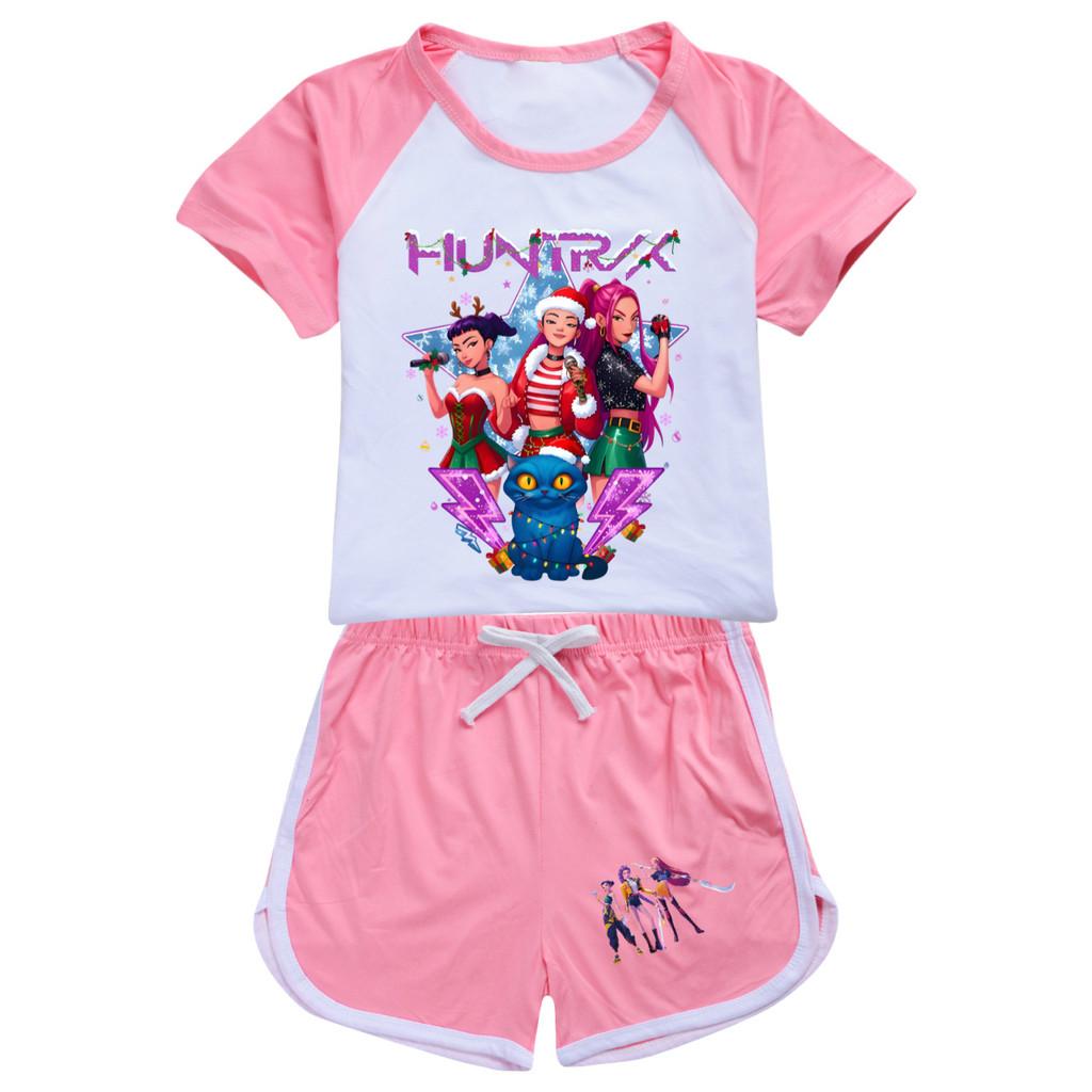 5088 Kids Girls Christmas POP Rumi Zoey Mira Print T-shirt Shorts Sport Tracksuit Clothes Set