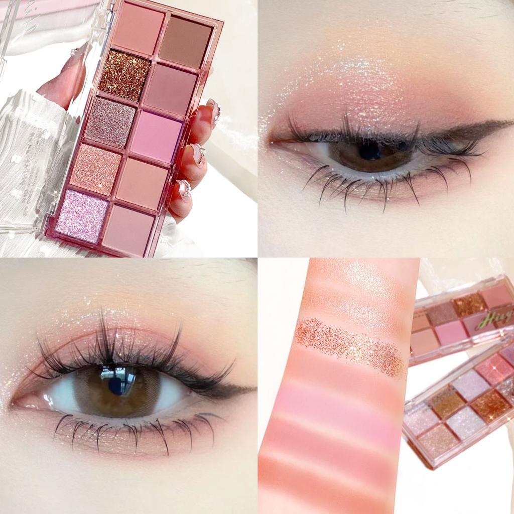 Eyeshadow Palette Including Matte and Shimmering Glitter Options in Brown, Golden, Nude, Purple, and Silvery, Ideal for Festival Makeup