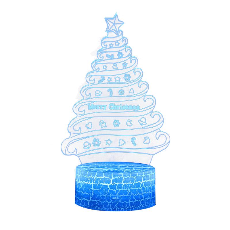 3D Christmas Night Light: Creative LED Bedside Lamp with Remote Control & Seven-Color Touch