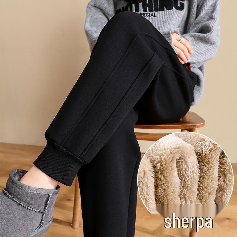 Plus Size Women's Thick Velvet Fleece Sweatpants - Winter Warm, Casual Sports Pants (Up to 200 Jin)