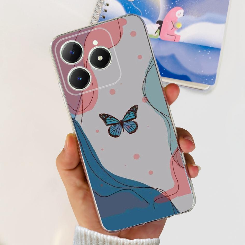 For Realme C63 4G 2024 Case RMX3939 Cover Cute Love Heart Soft Clear Silicone Protective Cases For Realme C61 4G C 61 C 63 Funda