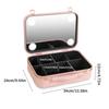 Wing Design Cosmetic Storage Box With Brightness Control Light Detachable Mirror Aluminum Frame Makeup Case