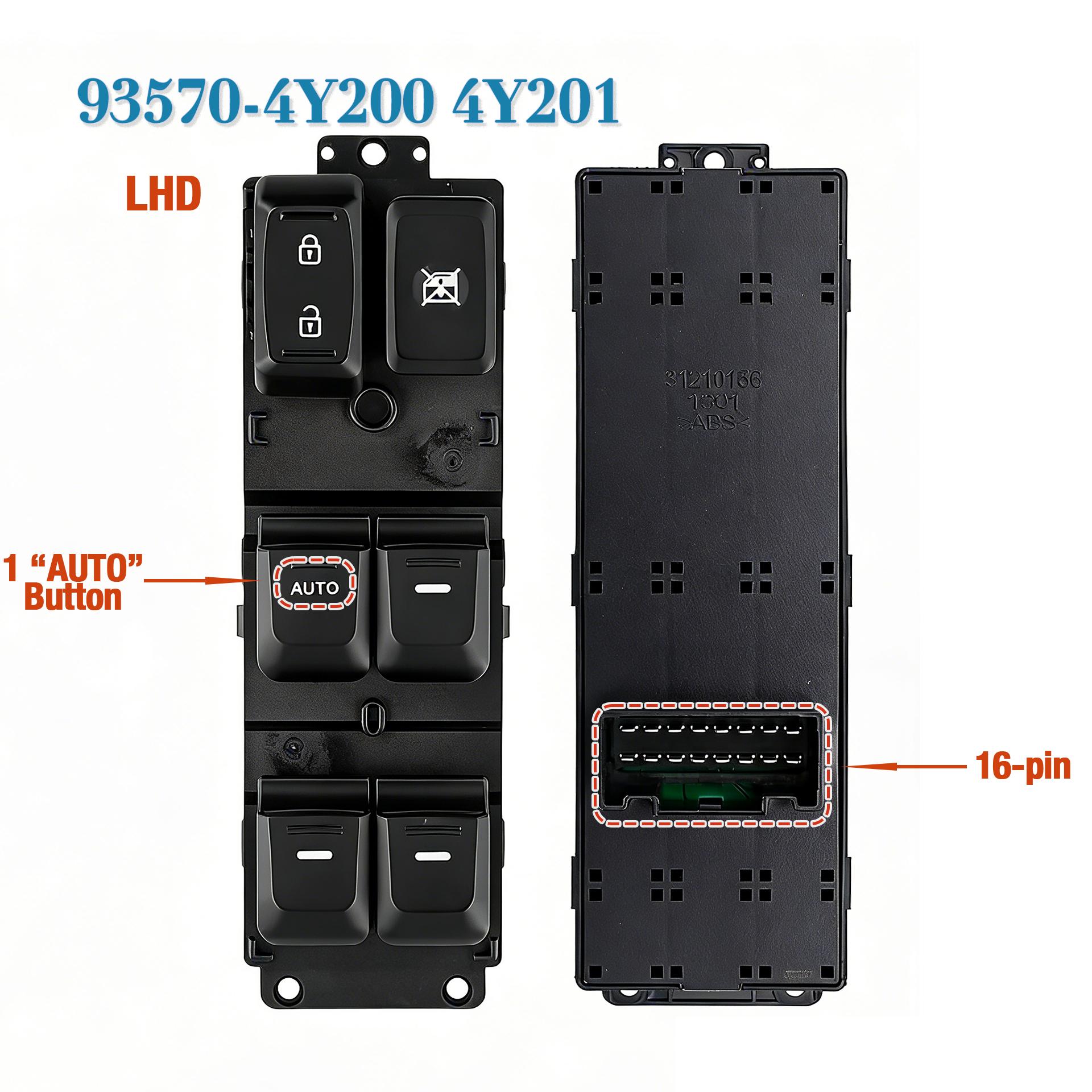 93570-4Y201 93570-4Y200 For Kia Rio 2012-2016,Front Left Master Electric Power Window Switch Glass Lifter Control Button 1Auto935704Y200