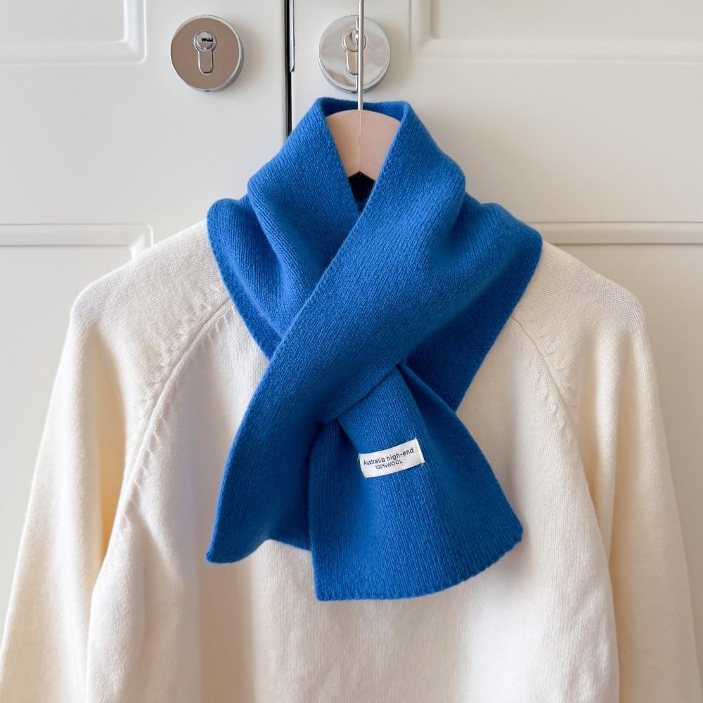 Homemade Australian 111% All-wool Cross-scarf Small Scarf Women's Autumn and Winter Atmosphere Neck Protection Lazy Scarf