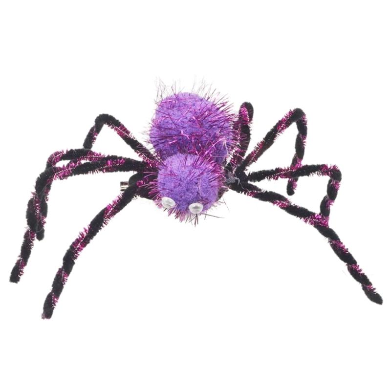 Plush Halloween Hair Clip Spiders Role Play Accessory with Spiders Legs and Clip On Hold for Party Photos and Costume Wear
