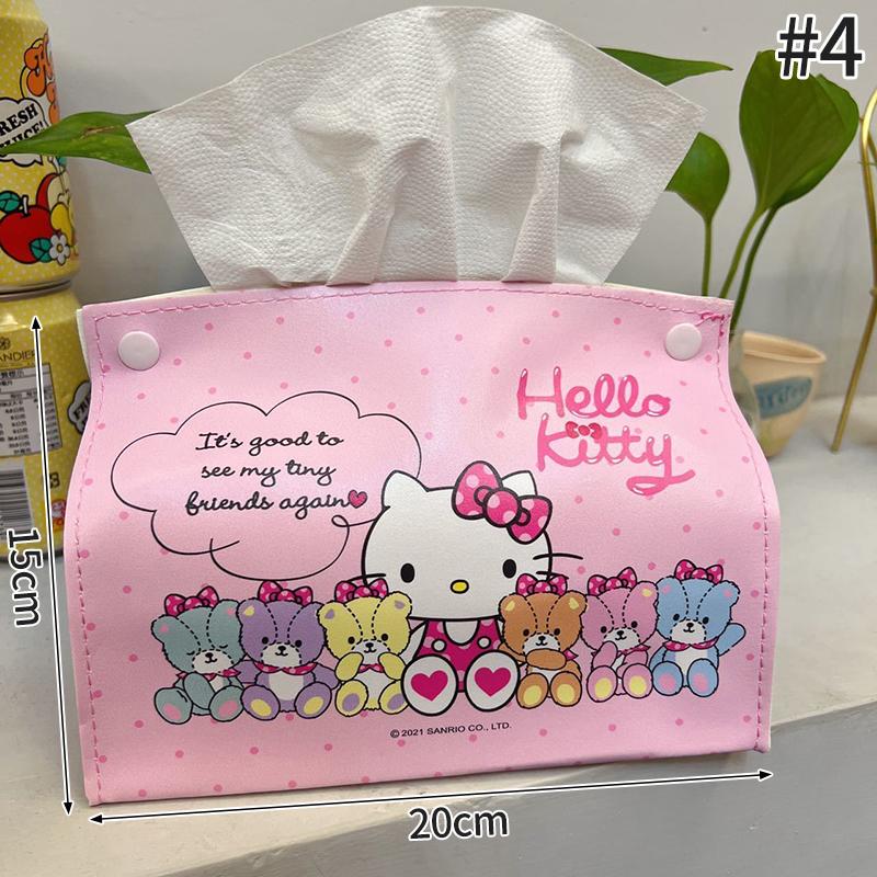 Hello Kitty Tissue Box Cartoon Storage Box Desktop Organizer Kitty Cat Paper Storage Box for Home Bathroom Toilet Paper Holder