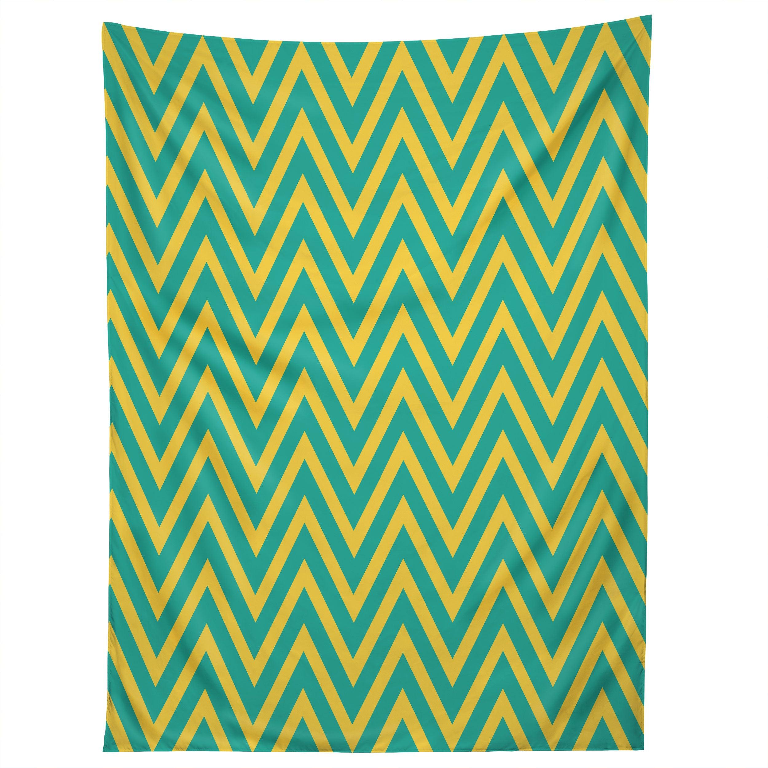 TEAL CHARTREUSE CHEVRON tapestry 75x100