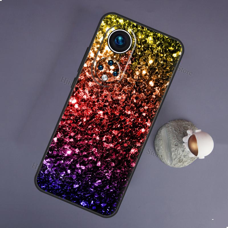 Aqua Blue Rainbow GLITTER SPARKLES For Huawei P20 P30 P40 Lite Pro Nova 5T Nova 9 P Smart 2019 Case For Honor 50 Lite Cover