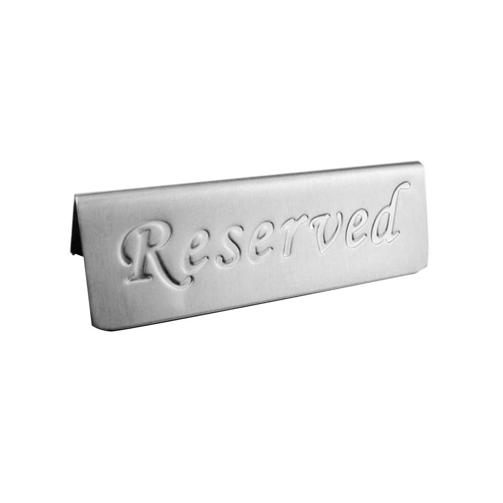 Stainless Steel Reserved Sign English Reserved Letter Table Marker Sandblasted Surface Silver
