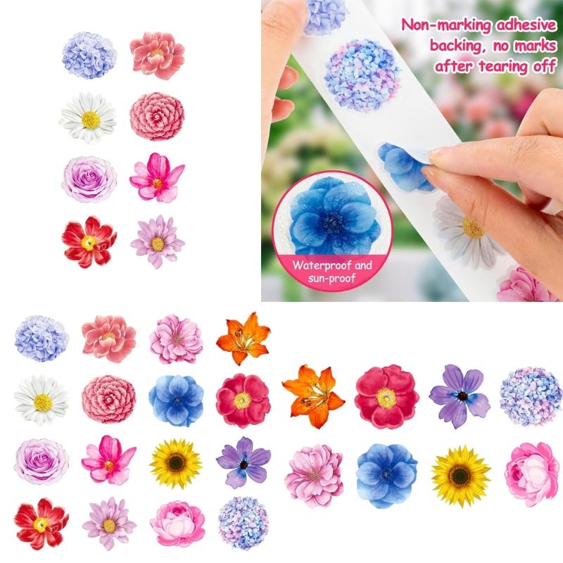 500Pieces Flower Sticker Adhesive Seal Sticker Wrapping Label for Notebook Journal Album Packaging Scrapbooking Sticker