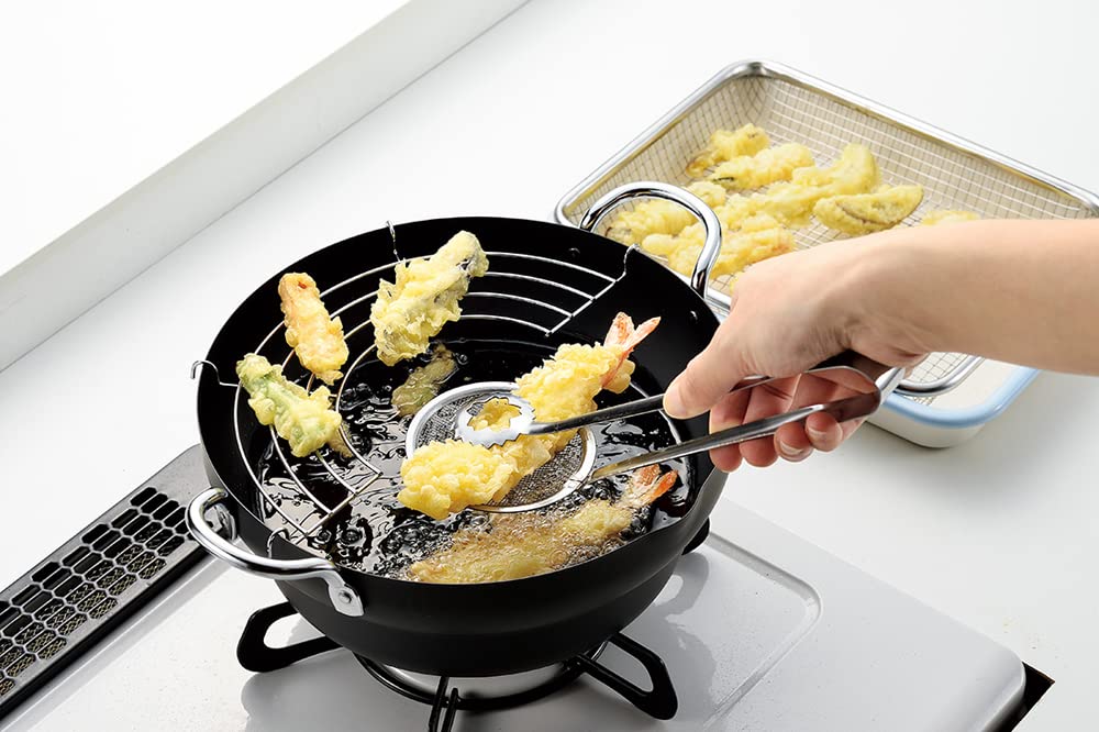 Yokoyama Tempura with matching crafted using the techniques of Tsubame Japanese-made Pot, 24cm, handle, (EJTP-301)