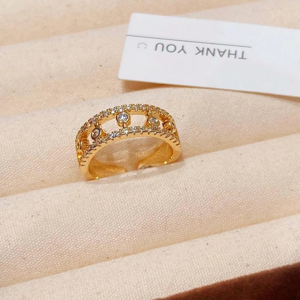 925 Sterling Silver Gothic Hollow Out Square Bridal Cubic Zirconia Open Rings for Women Fashion Student Unusual Jewelry