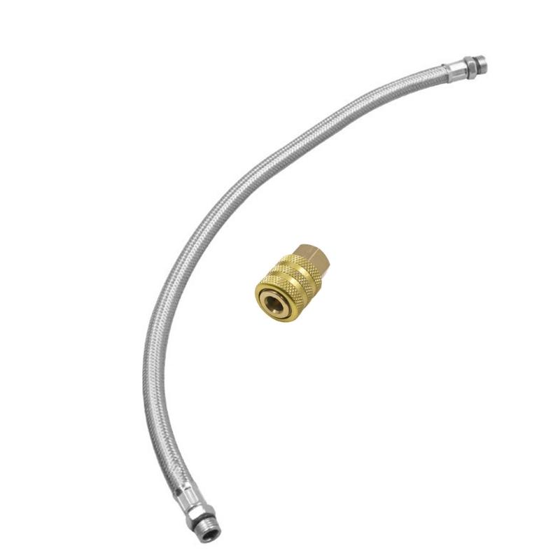 Push Pull Auto Locking Tire Chuck 12.5mm Threaded Brass Air Connector For Automotive Tires Includes 45.8cm Metal Air Hose