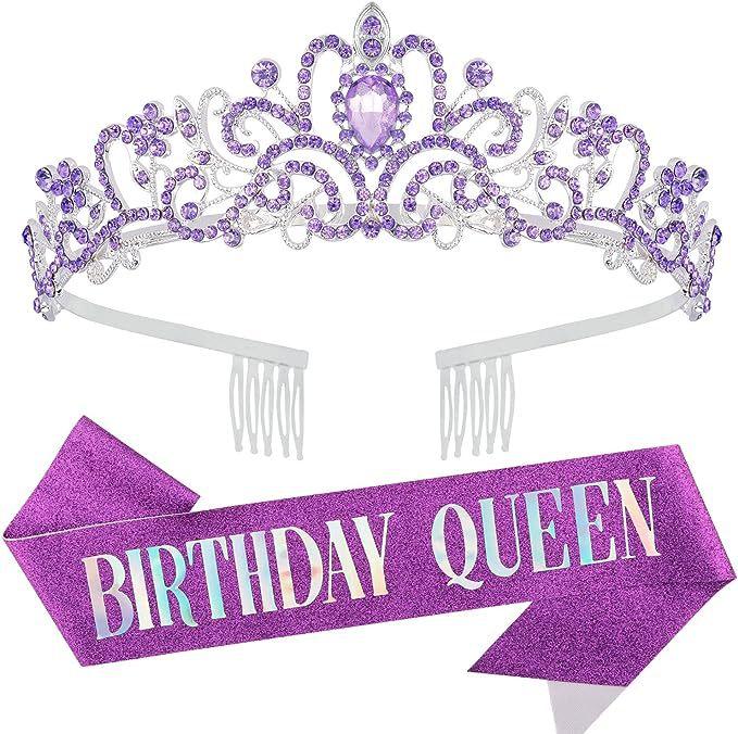 1/2set Birthday Shoulder Strap Crown Dress Up Set Birthday Queen/Girl Set Ceremony Shoulder Strap Party Decoration Supplies